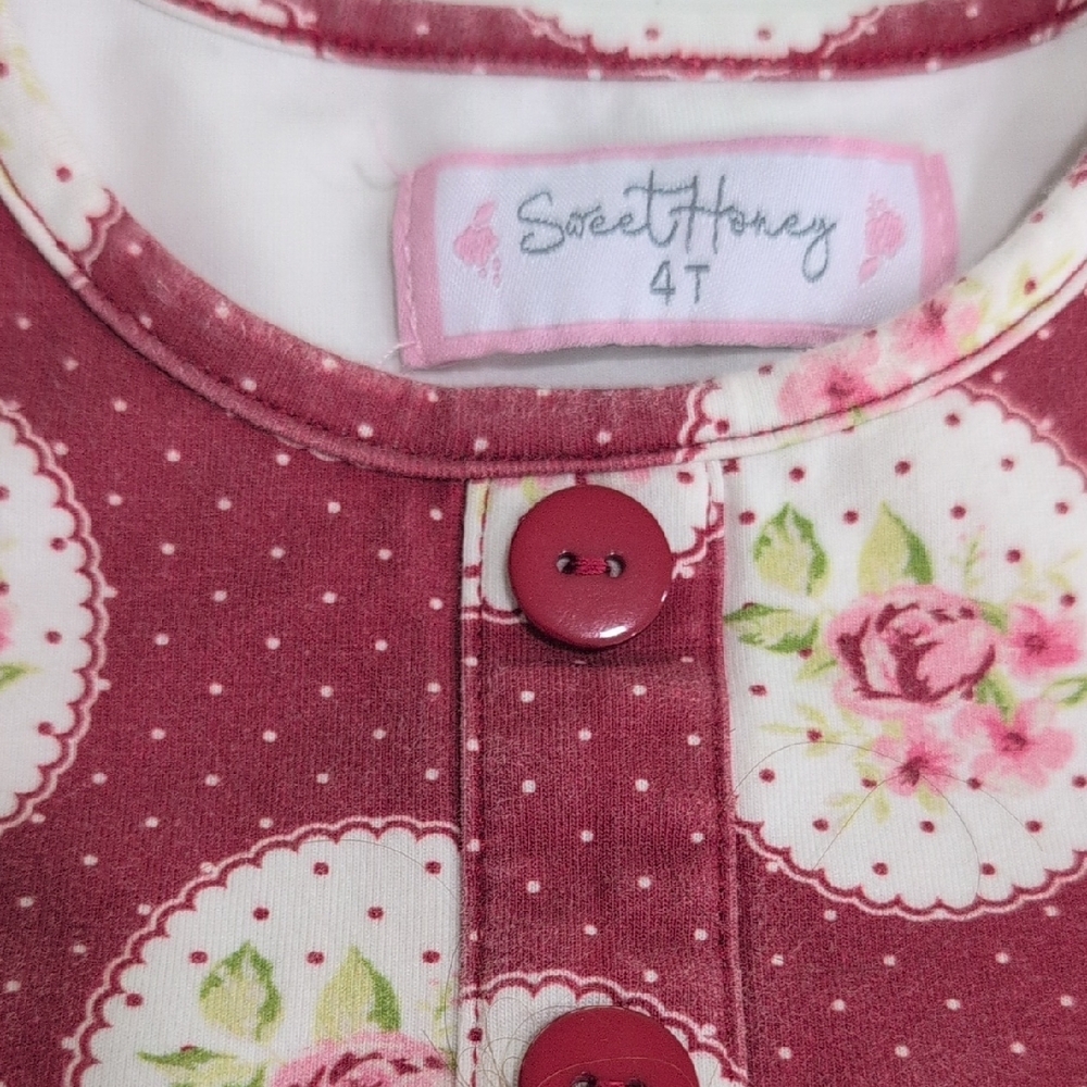 SweetHoney Red Floral Toddler Set 4T - Picture 6 of 9